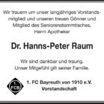 Traueranzeige Dr. Hanns-Peter Raum